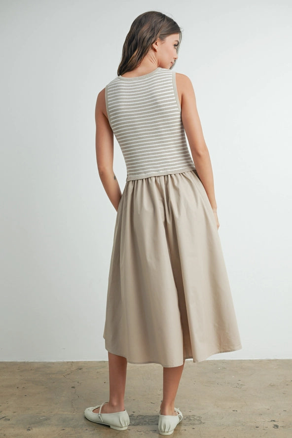 Striped Sleeveless Maxi Dress with Pockets