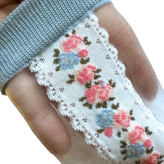 Blanche Lace Stripe Mesh Socks