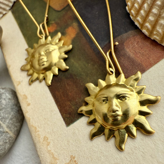 Surya Sun Raw Brass Drop Earrings