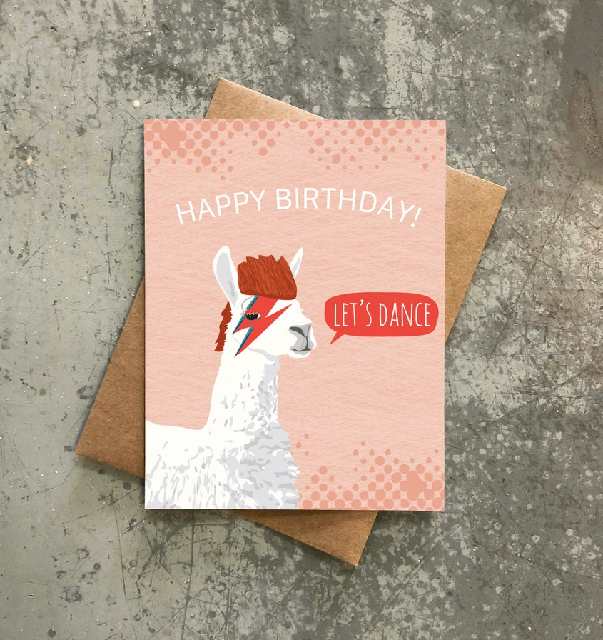 Bowie Llama Birthday Card