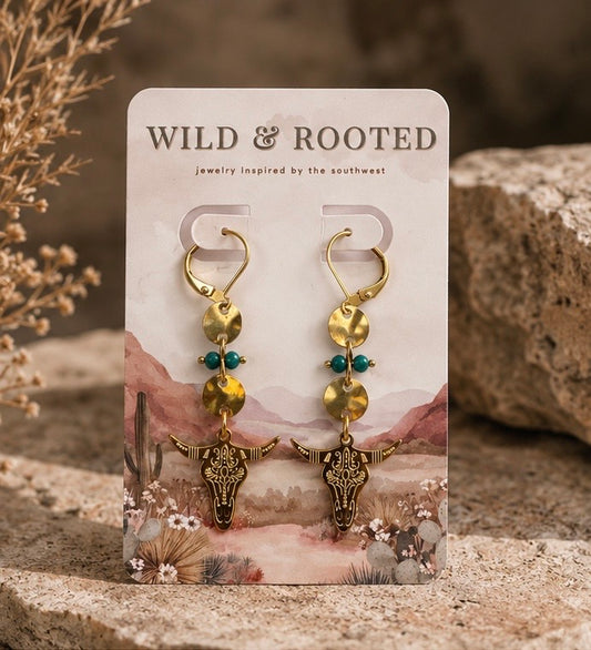 Golden Mesa Skull Earrings