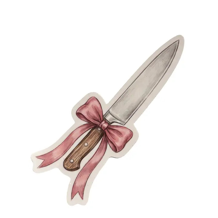 Knife with Pink Bow Sticker