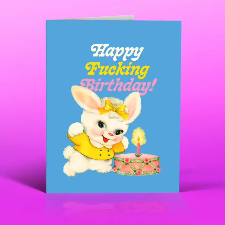 Blue Bunny Birthday Card