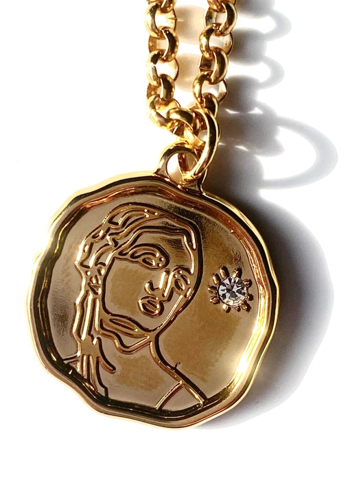Goddess Coin Gold Necklace