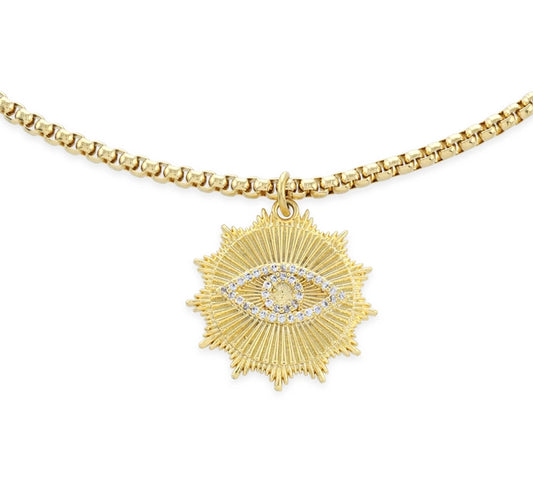 Evil Eye Sunray Pendant Necklace
