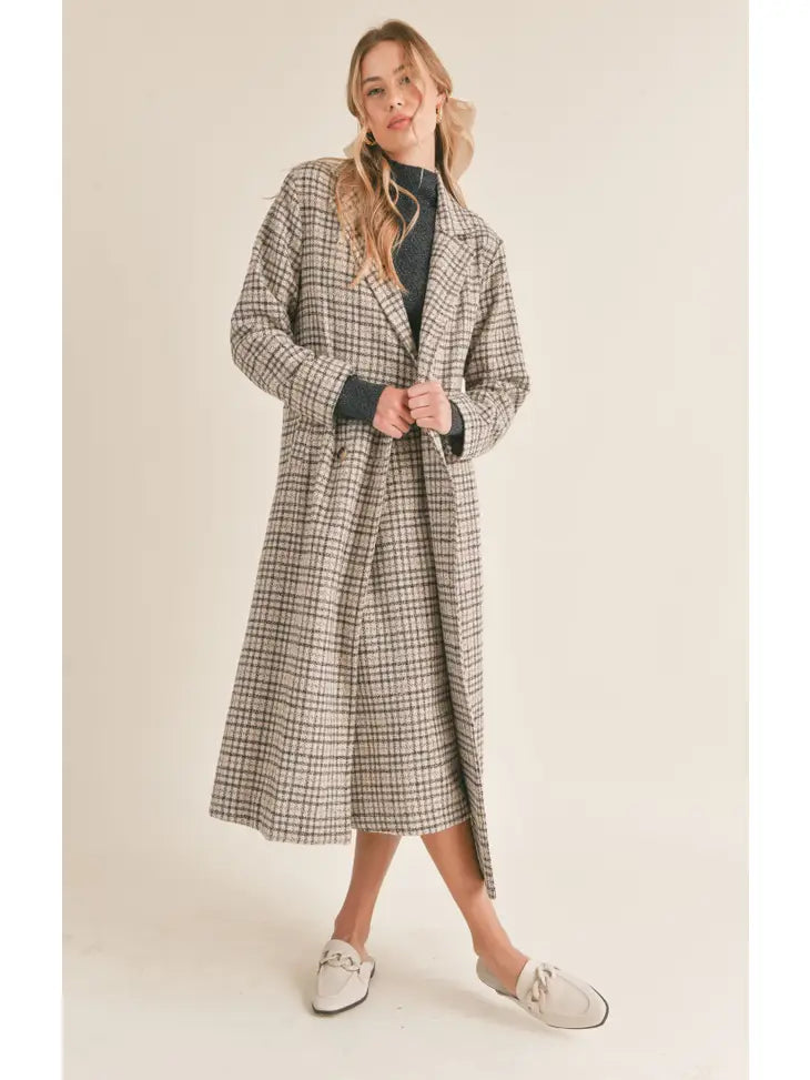 Impressionist Plaid Button-Front Coat