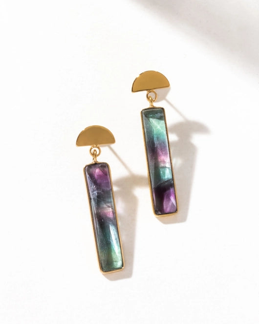 Vintage Fan Gemstone Earrings