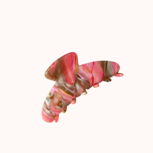 Big Crescent Claw Clip - Pink Swirl