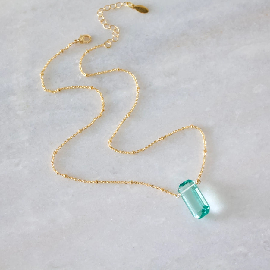 Aquamarine Quartz Necklace - Thin