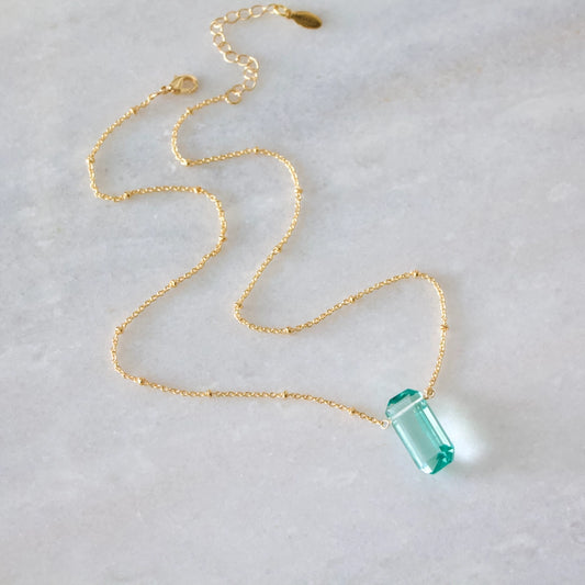 Aquamarine Quartz Necklace - Thin