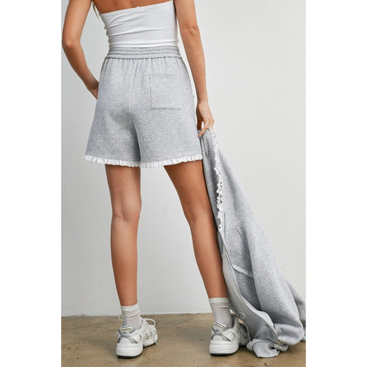 Polka Dot Lounge Shorts with Lace Trim