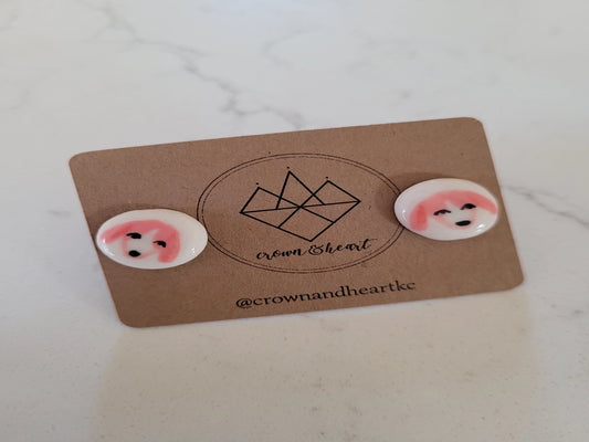Dog Stud Porcelain Earrings