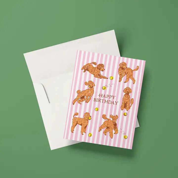 Birthday Poodles Greeting Card