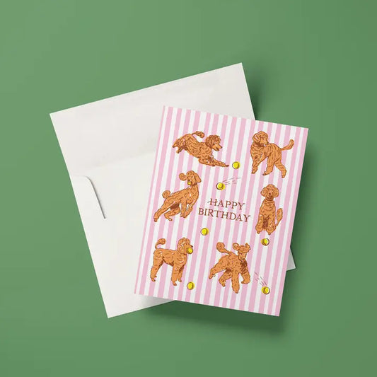 Birthday Poodles Greeting Card