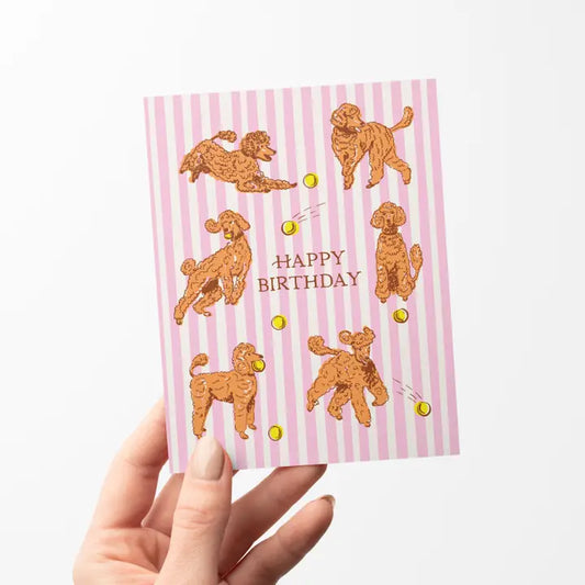 Birthday Poodles Greeting Card