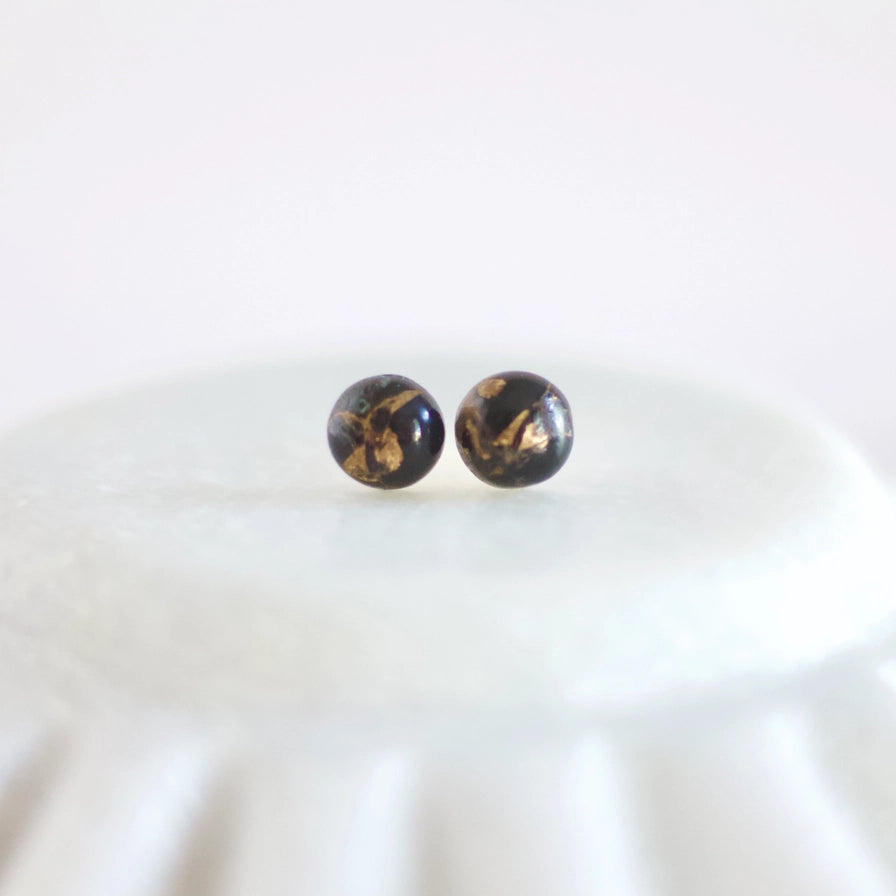 Black Copper Turquoise Stud Earrings