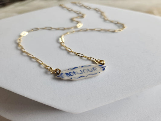 Bonjour Porcelain Pendant Necklace