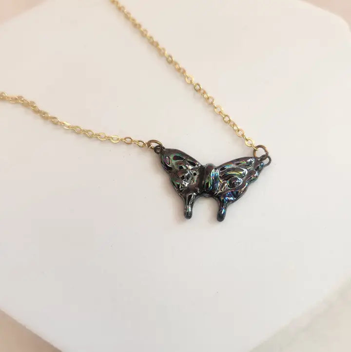 Butterfly Porcelain Pendant Necklace