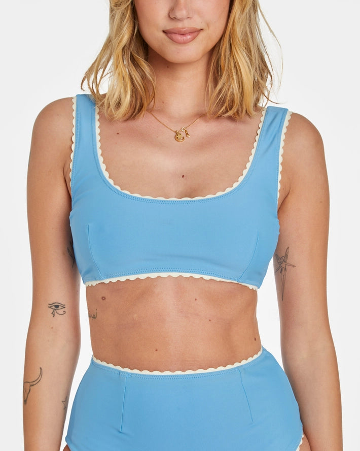Cabana Stripe Bikini Bottoms - Blue Poppy