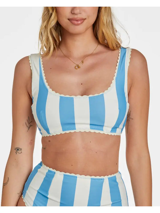 Cabana Stripe Bikini Bottoms - Blue Poppy
