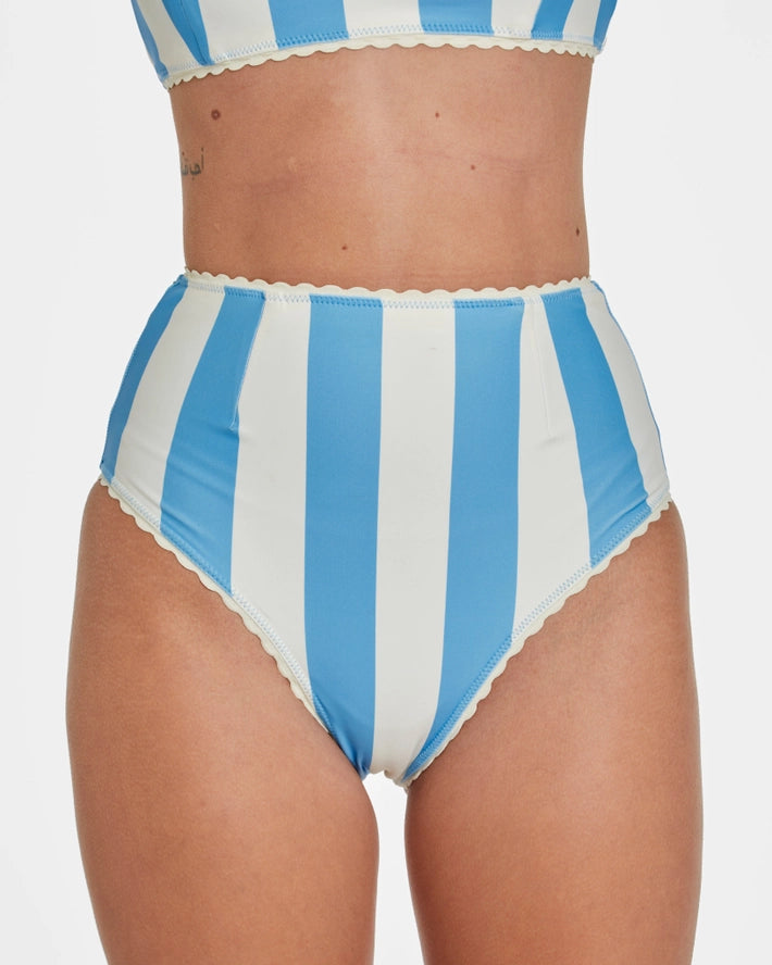 Cabana Stripe Bikini Bottoms - Blue Poppy