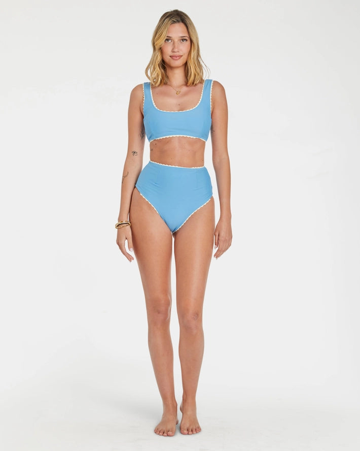 Cabana Stripe Bikini Bottoms - Blue Poppy