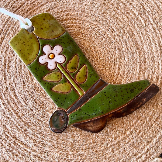 Ceramic Western Boot Ornament