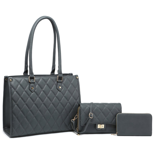 Charcoal Quilted 3-in-1 Satchel