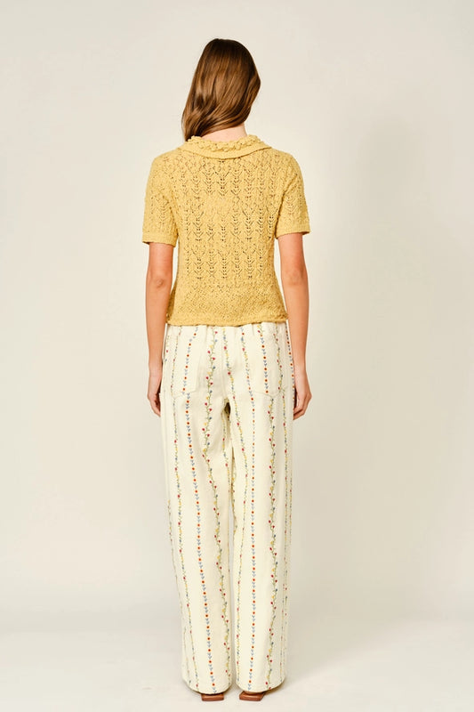 Collared Short Sleeve Open Cardigan