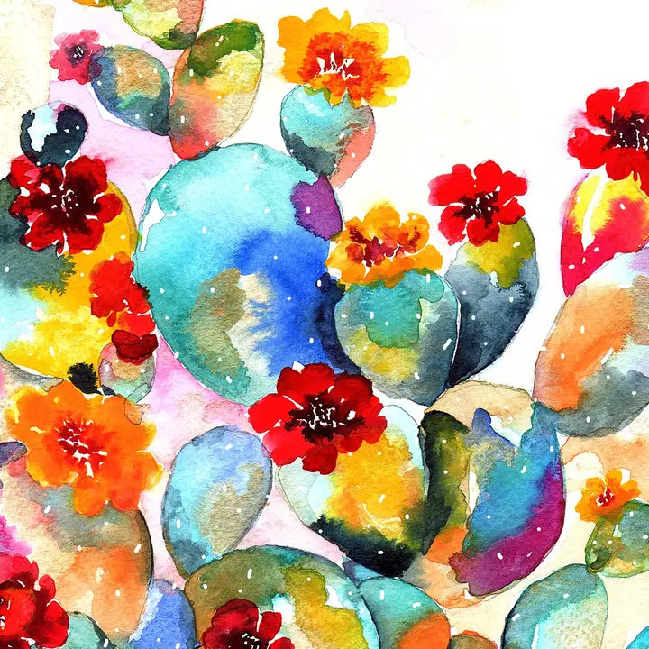 Colorful Cactus Flower Kitchen Tea Towel