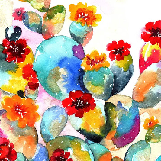 Colorful Cactus Flower Kitchen Tea Towel