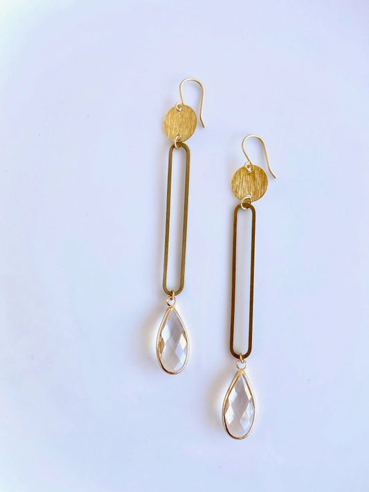 Crystal Teardrop Open Bar Earrings