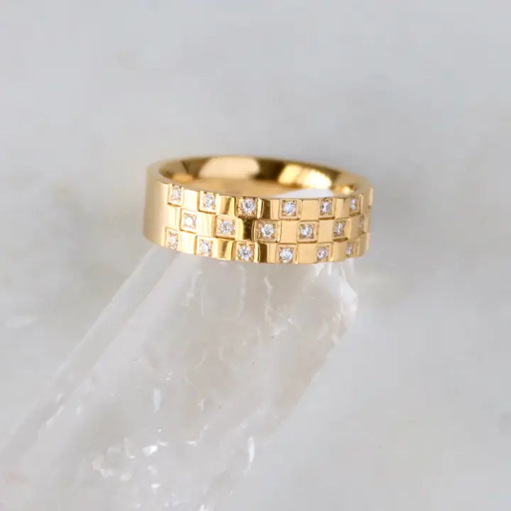 CZ Checker Board Ring 