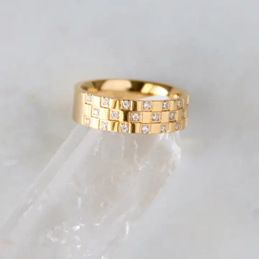 CZ Checker Board Ring