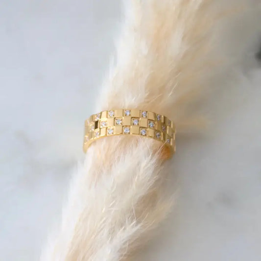 CZ Checker Board Ring