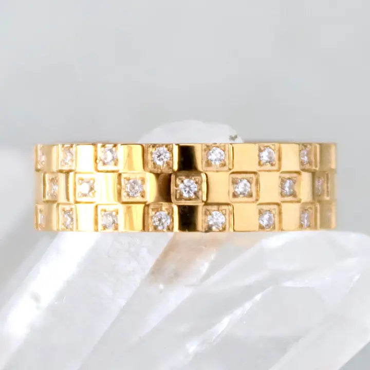 CZ Checker Board Ring 