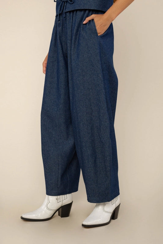 Denim Lantern Pant | High Rise Barrel Jeans