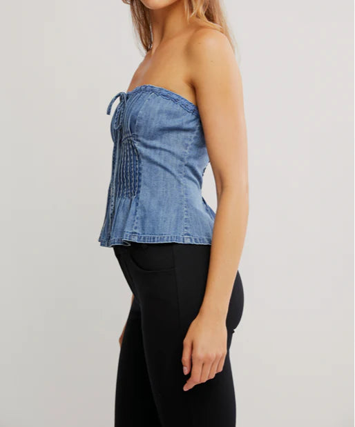 Denim Wink Wink Tube Top
