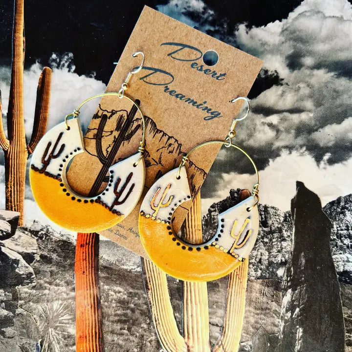 Saguaro Hoops Ceramic Earrings