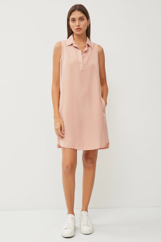 Peach Collard Shirt Dress