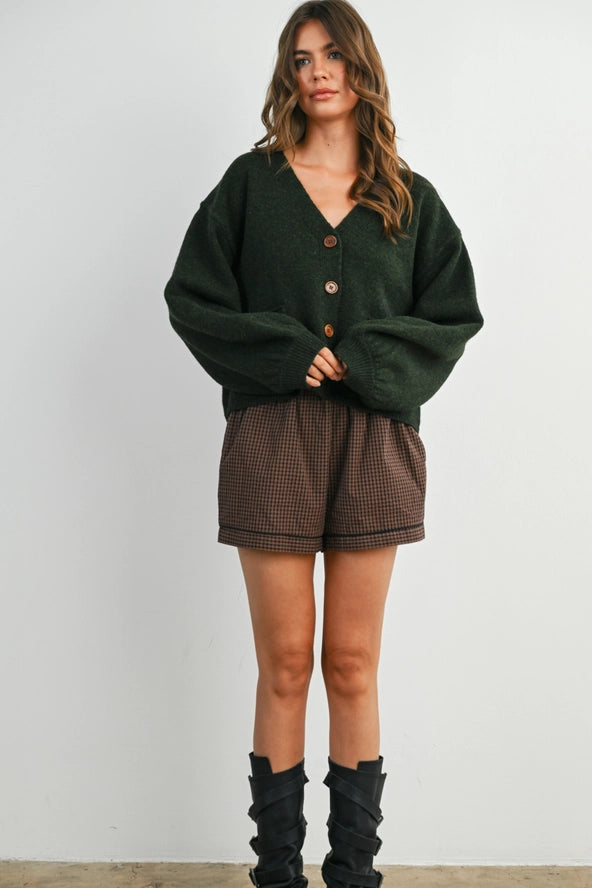 Brown Plaid High Waisted Soft Shorts