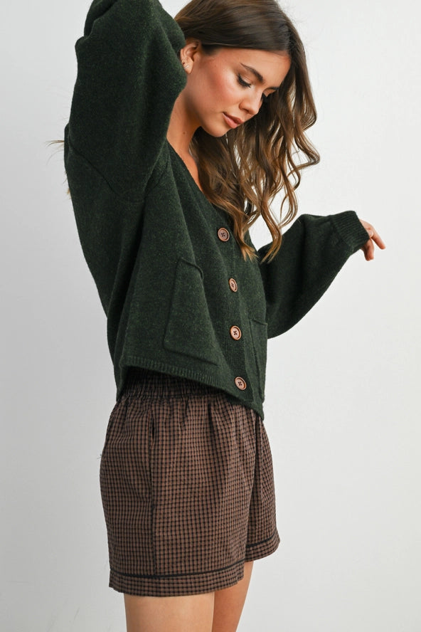 Brown Plaid High Waisted Soft Shorts