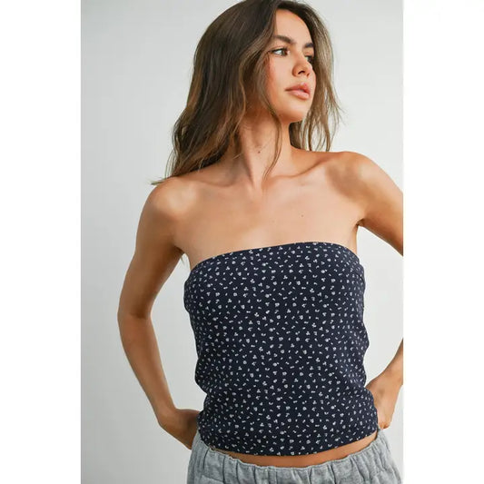 Floral Print Sleeveless Tube Top