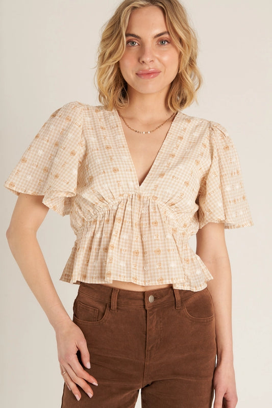 Flutter Sleeve V-Neck Top