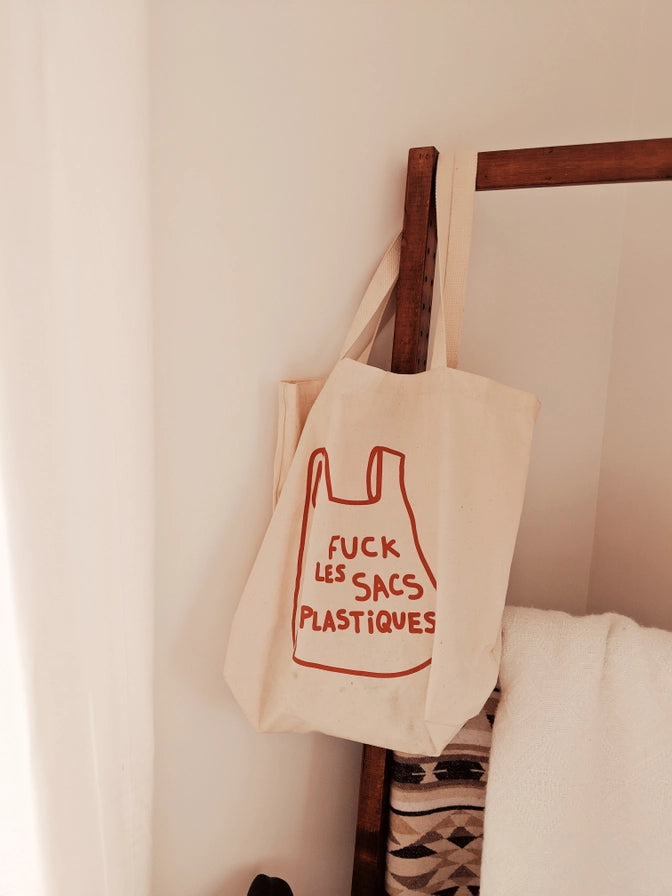 Fuck Plastique French Printed Cotton Tote Bag