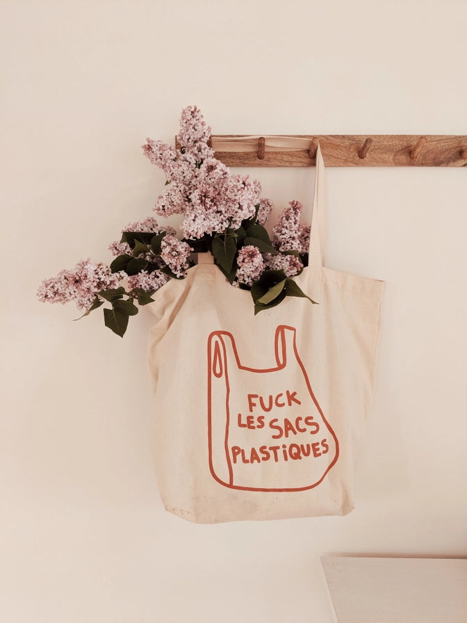 Fuck Plastique French Printed Cotton Tote Bag