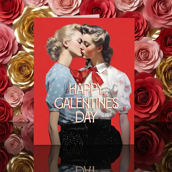 Galentine Kiss! Valentine Lgbtq Card