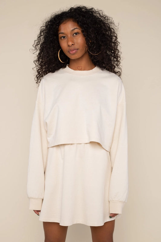 Garment Washed Cropped French Terry Sweatshirt