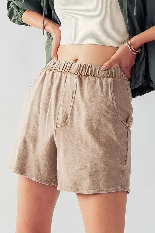 Garner Elastic Waistband Vintage Wash Shorts
