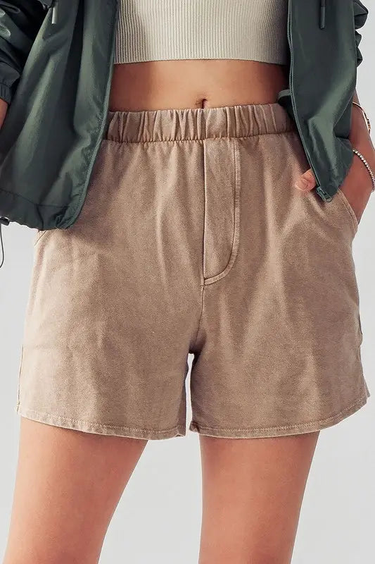 Garner Elastic Waistband Vintage Wash Shorts